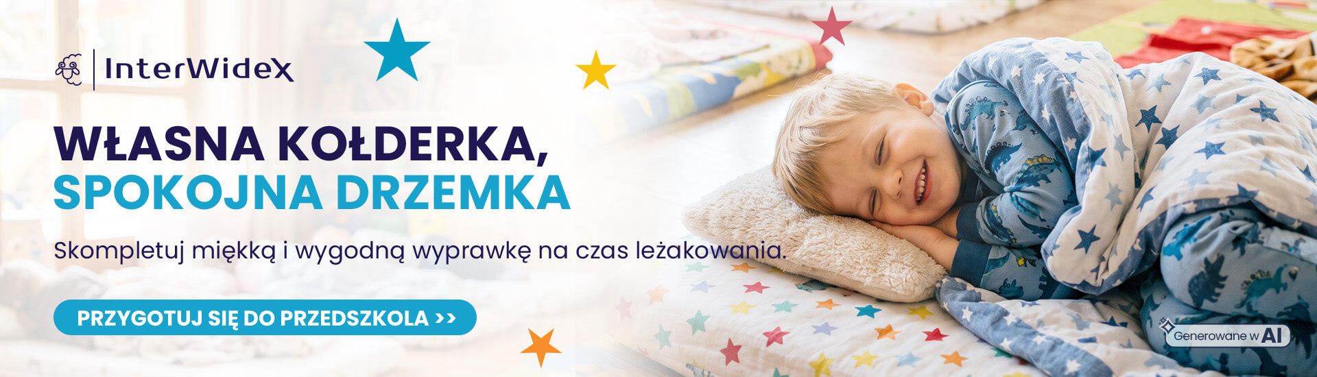 Miękka kołderka i poduszka Inter Widex do przedszkola na leżakowanie – bezpieczna wyprawka dla malucha